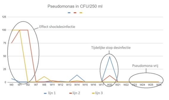 Effect shockdesinfectie